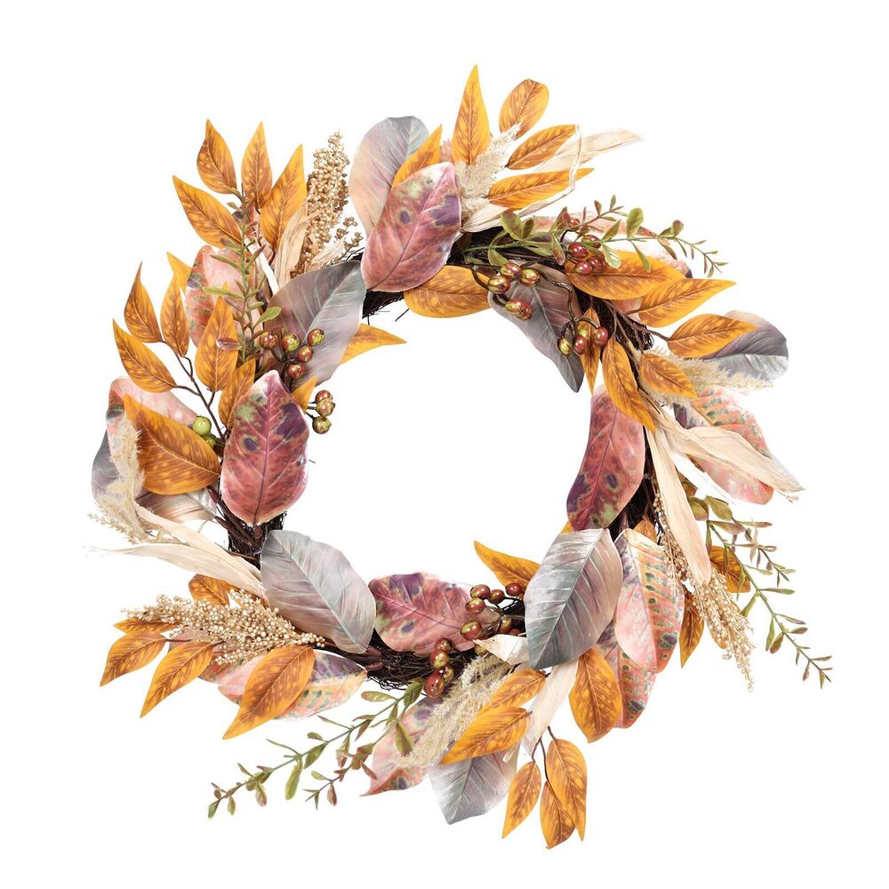 1338 20 Inch Fall Wreath Autumn Harvest Front Door Wreath with Leaves - Picture 1 of 8